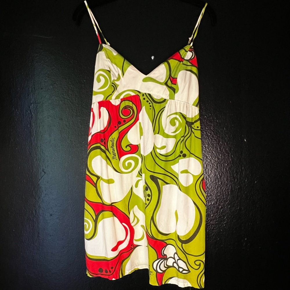 Manuhealii Vibrant Red and Green Camisole Dress